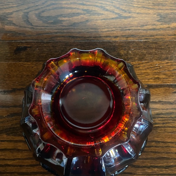 STUNNING VTG Indiana Amberina Tiara Glass Sunset Pedestal Bowl - Picture 6 of 8